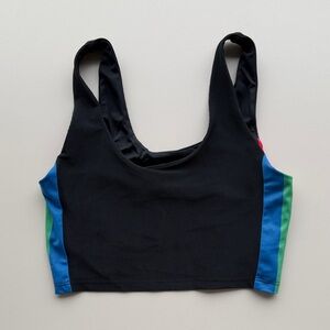 Beach Riot Black Sports Bra with Rainbow Accents